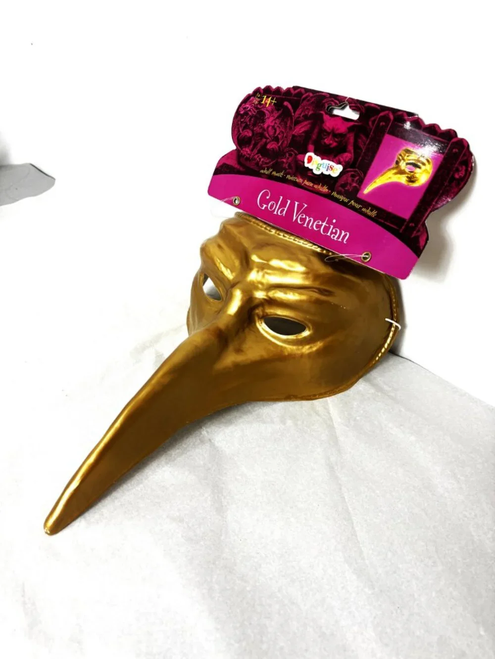 Disguise Costumes Gold Venetian Long Nose Mardi Gras Mask Adult NWT NOS